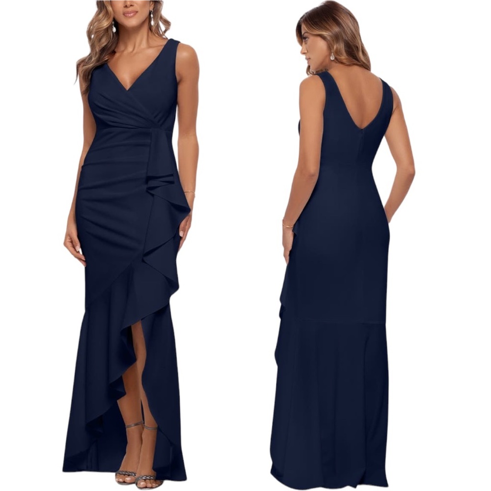 Betsy & Adam Navy High Low Dress
